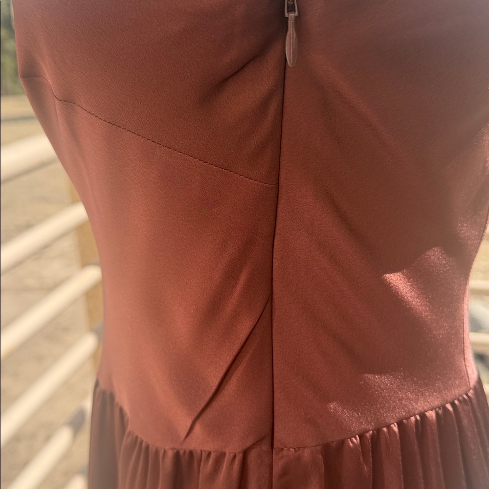 Ann Taylor Rich Copper Brown One-Shoulder Dress (NWT) - Picture 5 of 5